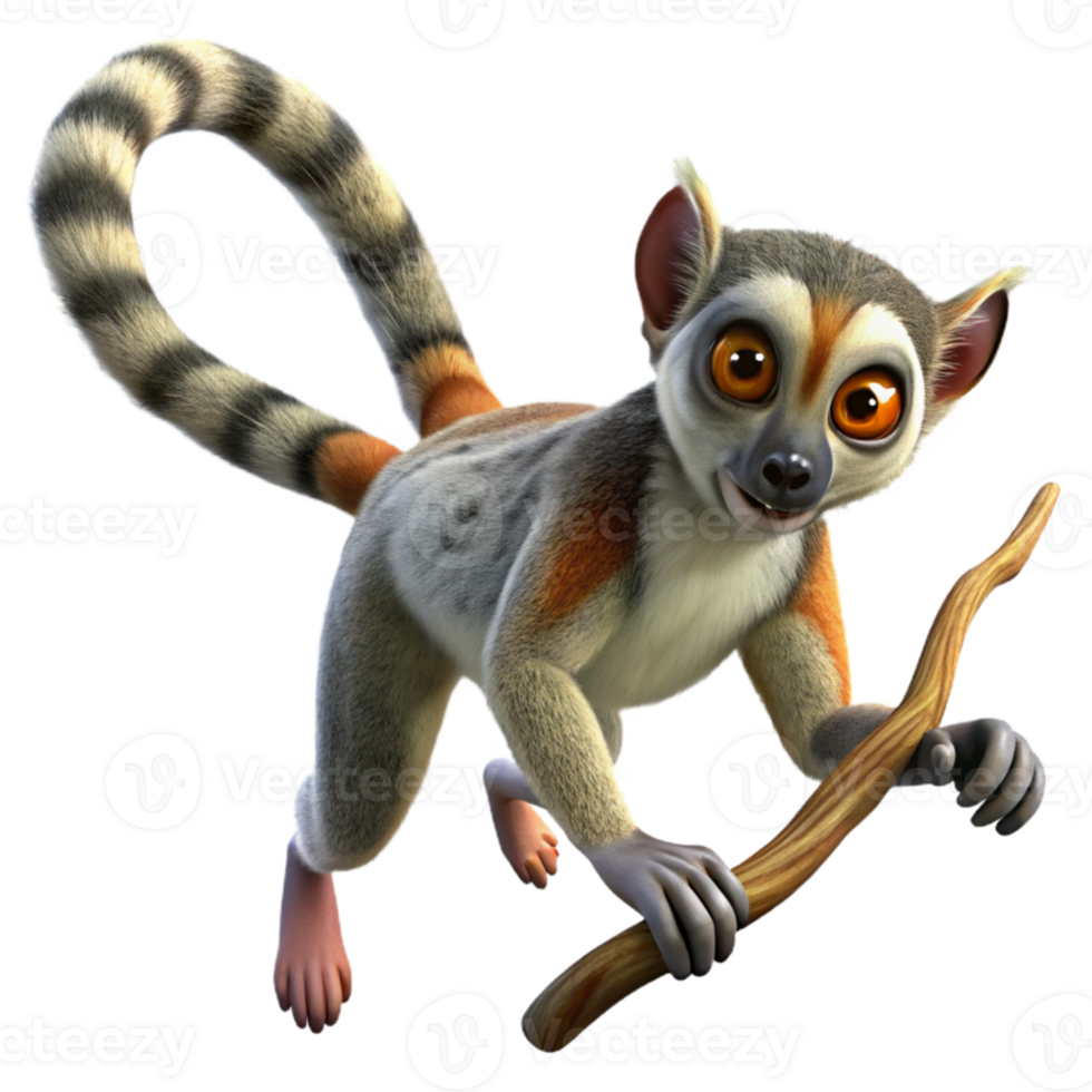 wonderful modern Lemur Leaping Between Branches Isolated premium png