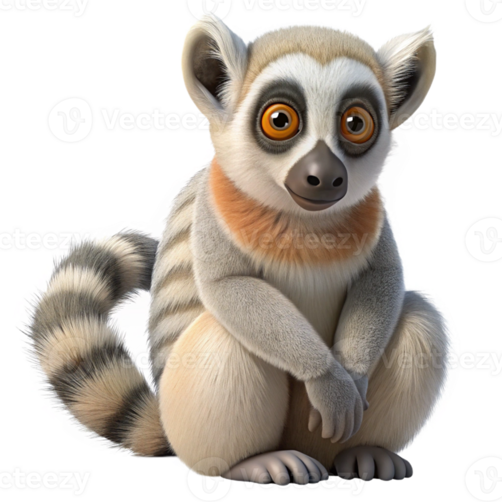 serene modern Lemur Grooming Its Fur Element png
