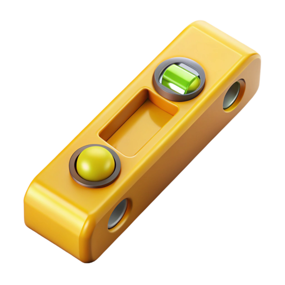 wonderful artistic Level Tool Yellow Isolated Cutout with Bubble Indicator premium png