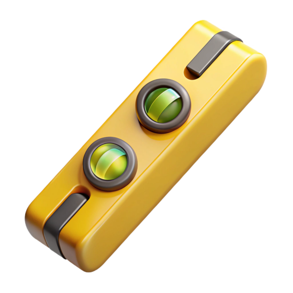 serene minimalist Level Tool Yellow Isolated Cutout with Bubble Indicator genuine png