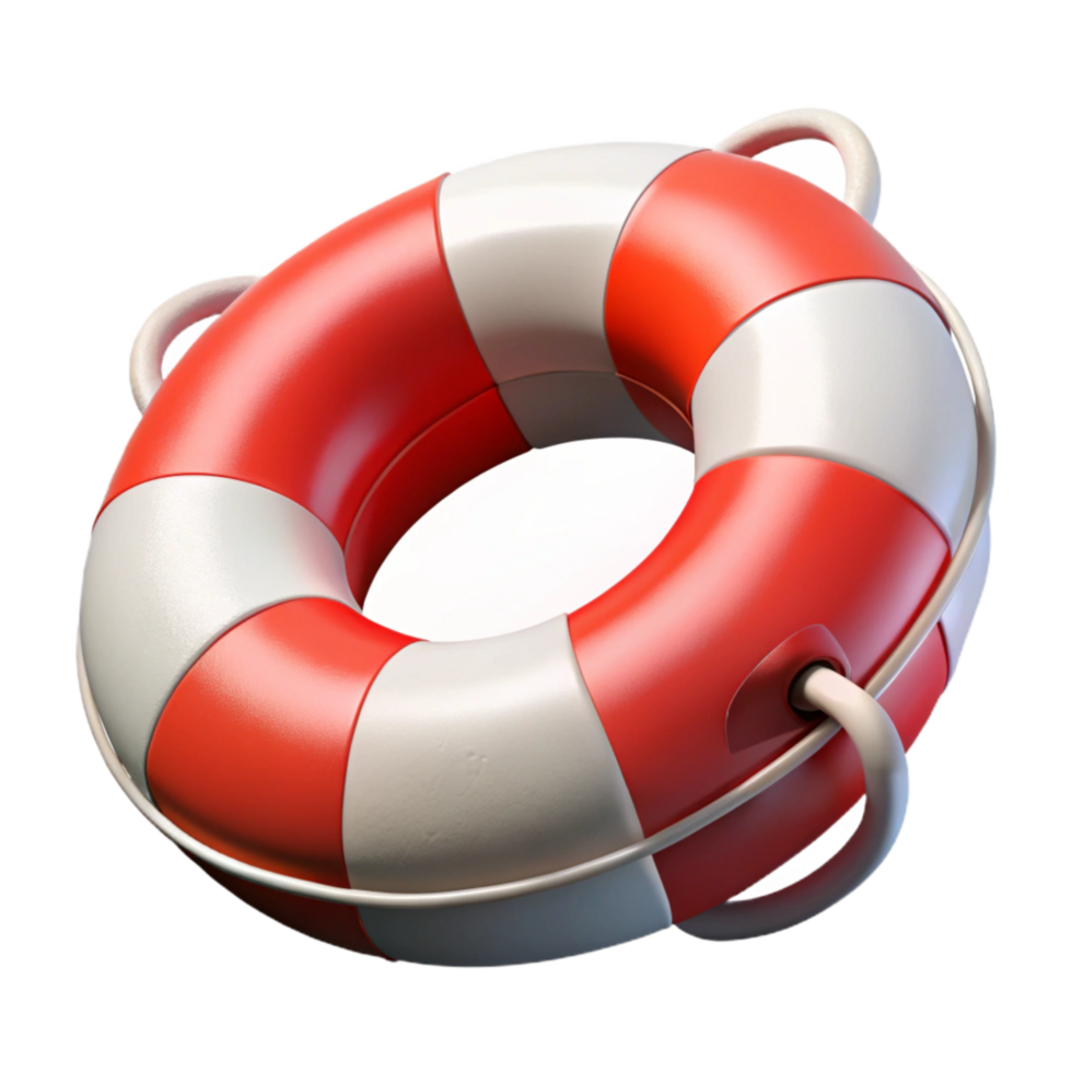 serene rustic Lifeguard Rescue Buoy Red White Isolated Element png