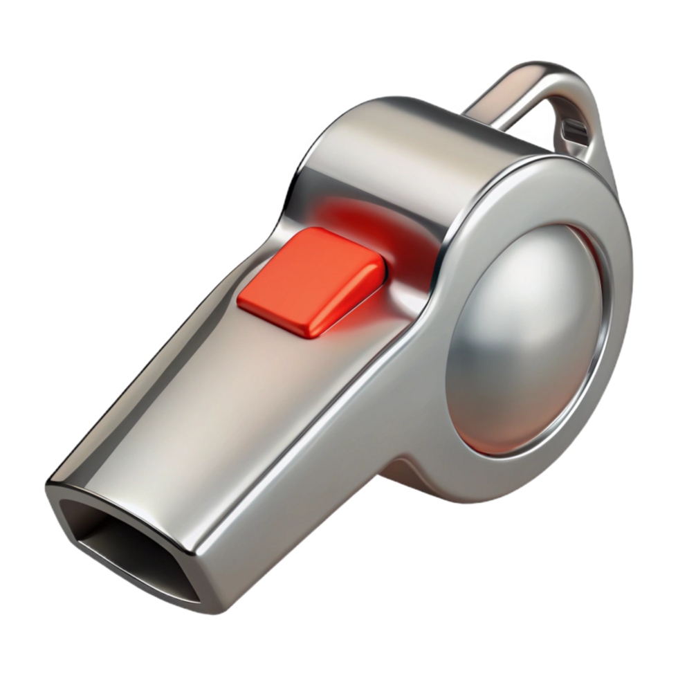 magnificent artistic Lifeguard Whistle Silver Metal Shiny Surface Transparent Background authentic png