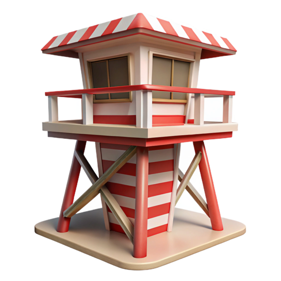 stunning abstract Lifeguard Tower Red and White Stripes Transparent Background authentic png
