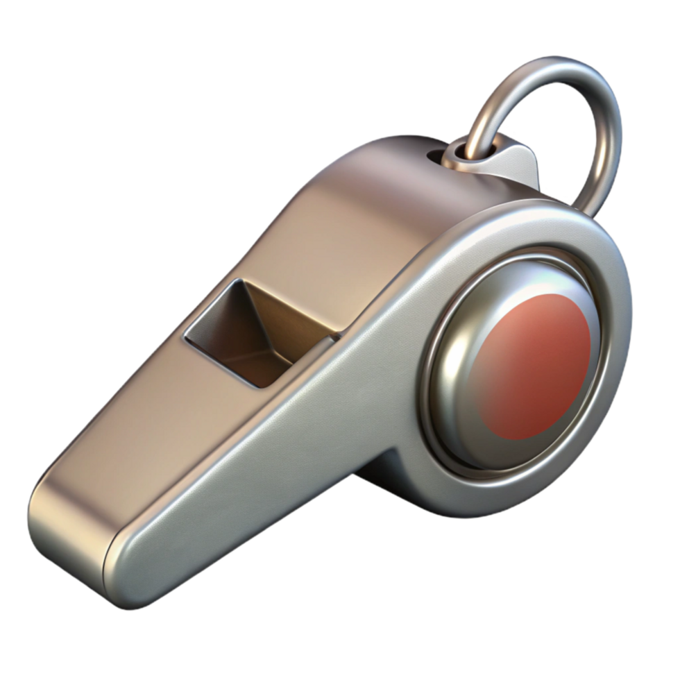 stunning traditional Lifeguard Whistle Silver Metal Shiny Surface Transparent Background detailed png