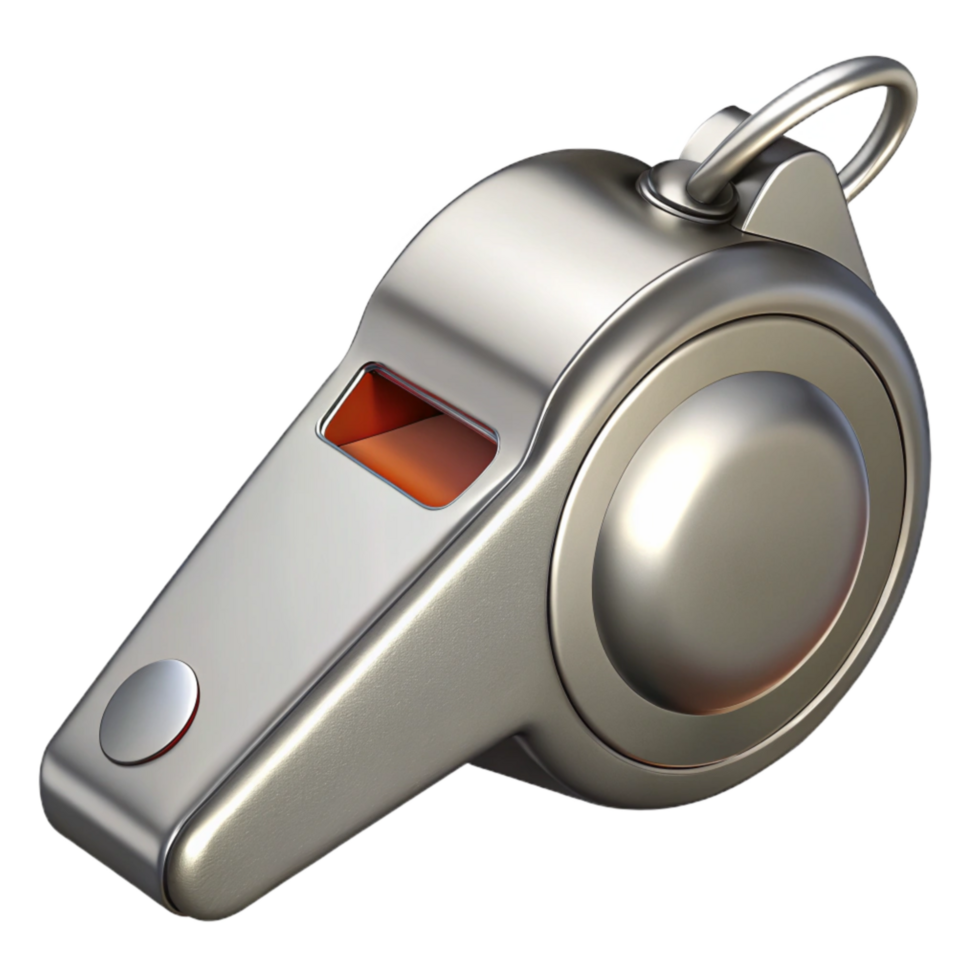 serene rustic Lifeguard Whistle Silver Metal Shiny Surface Transparent Background png