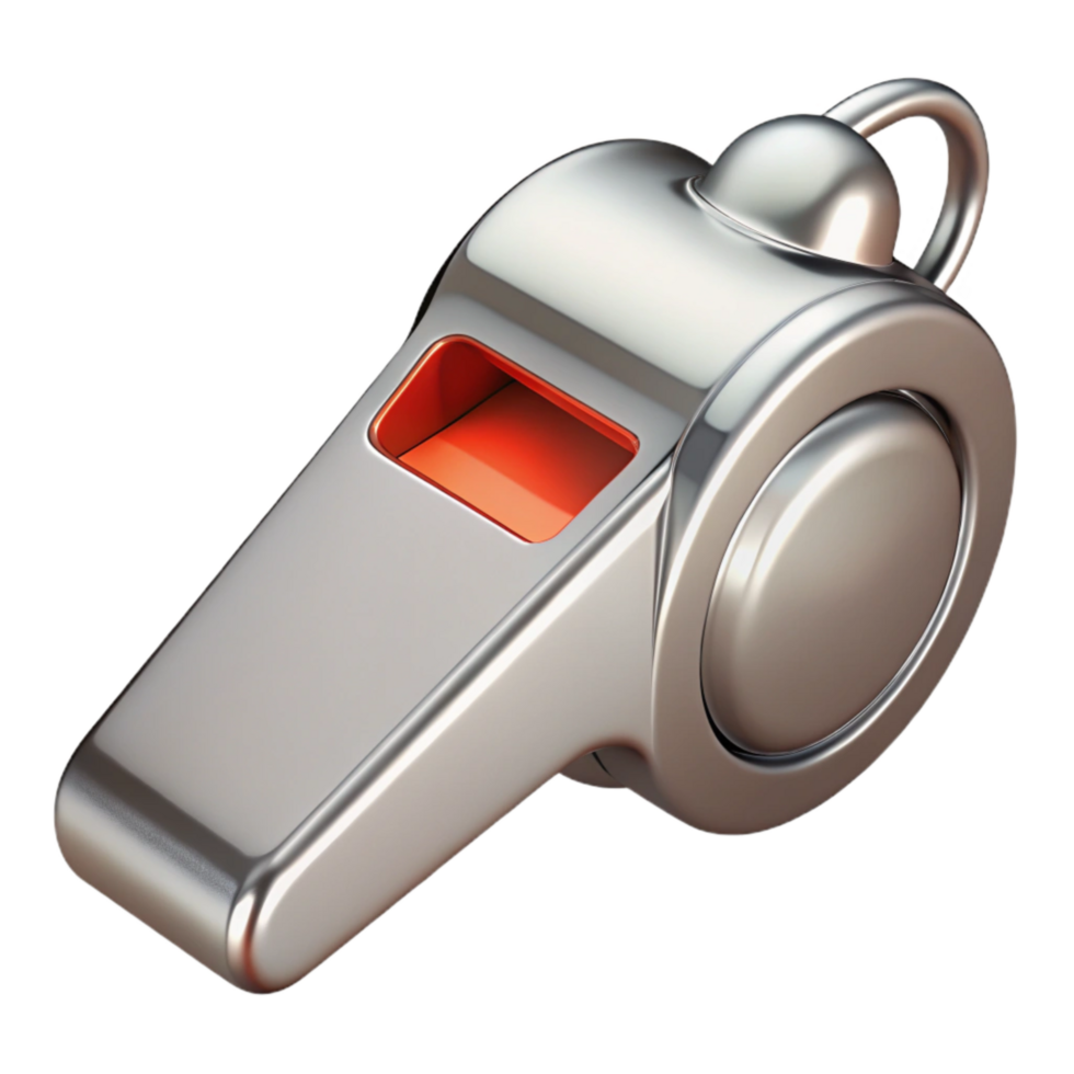 elegant contemporary Lifeguard Whistle Silver Metal Shiny Surface Transparent Background detailed png