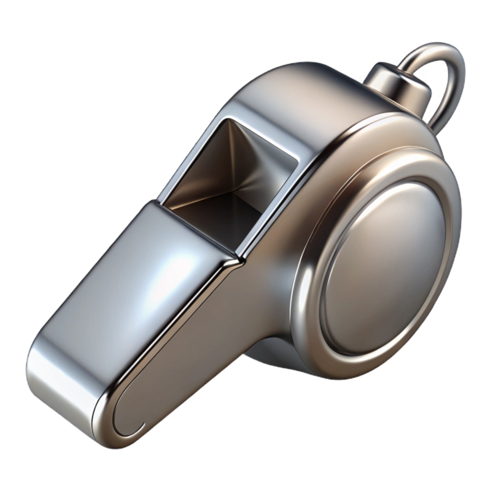 stunning creative Lifeguard Whistle Silver Metal Shiny Surface Transparent Background high quality png