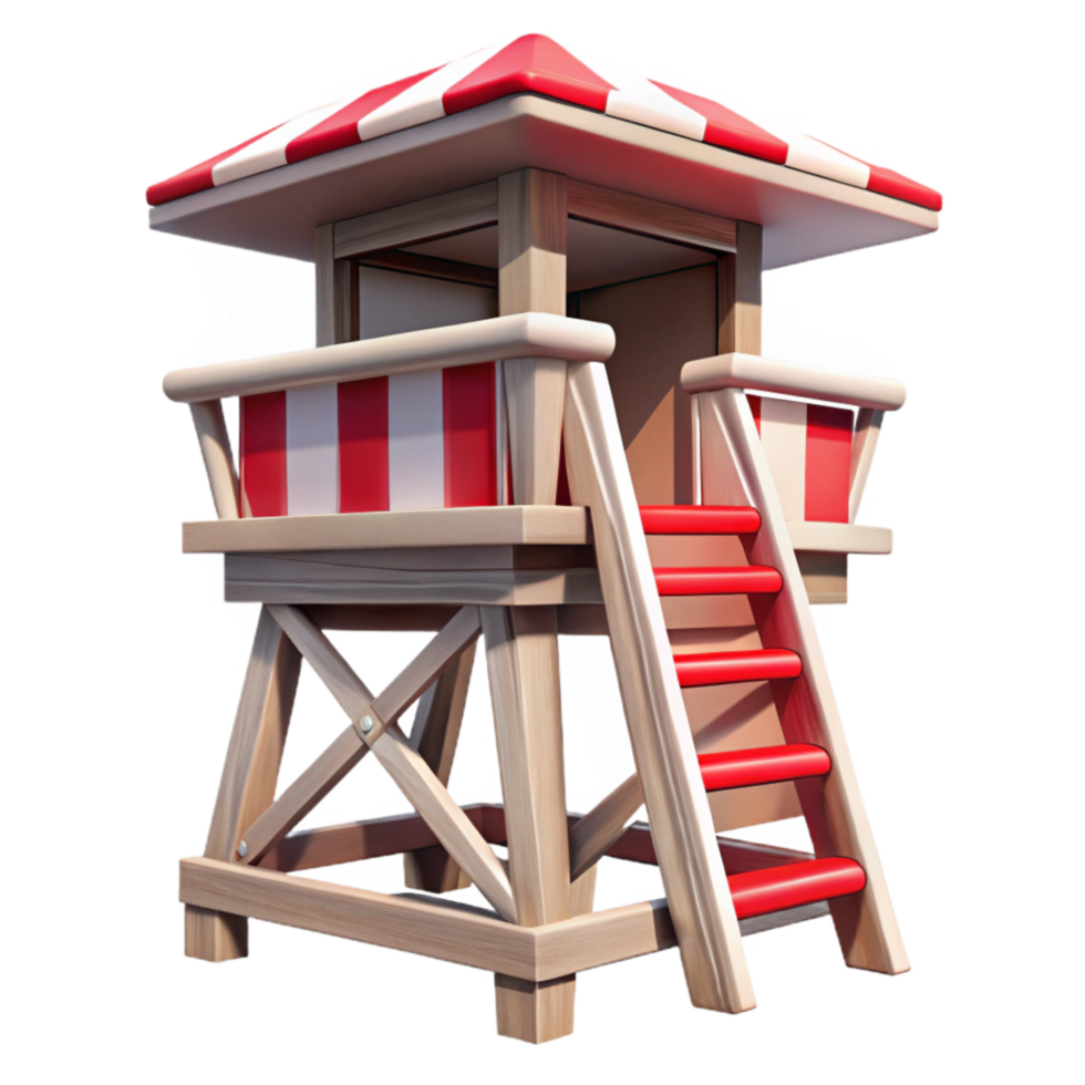 vibrant abstract Lifeguard Tower Red and White Stripes Transparent Background exclusive png
