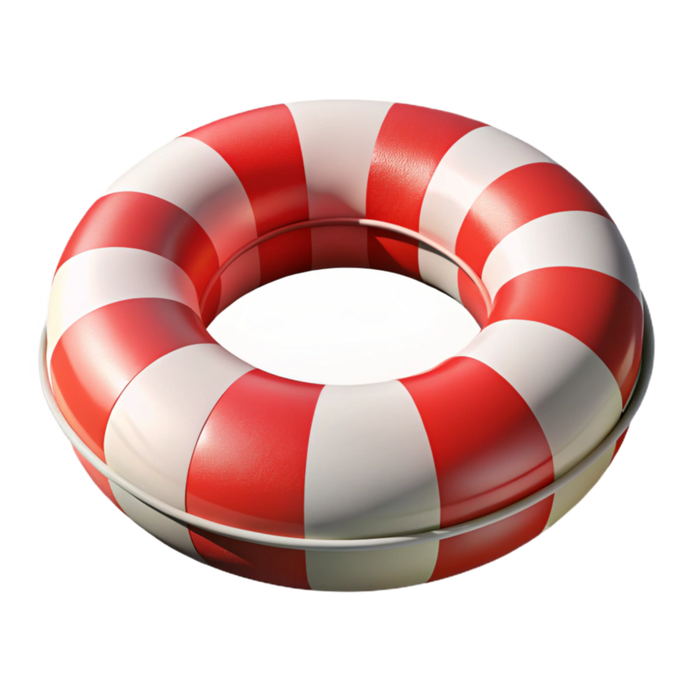 vibrant contemporary Life Ring Red White Striped Floating Isolated on Transparent Background authentic png