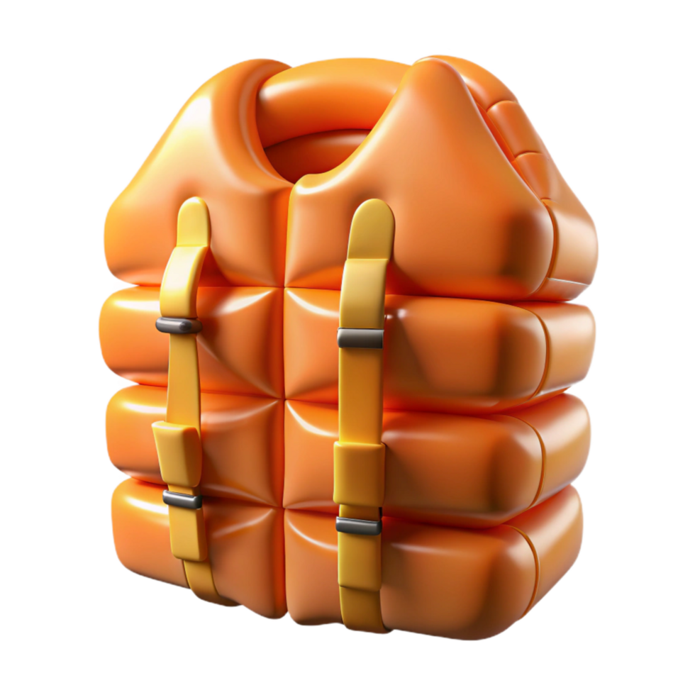 serene classic Life Jacket Orange Inflatable Transparent Background high resolution png