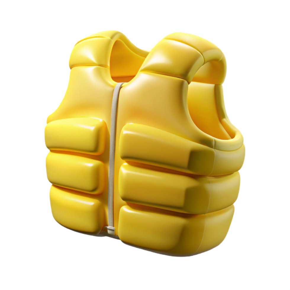 stunning minimalist Life Vest Yellow Inflatable Transparent Background high resolution png