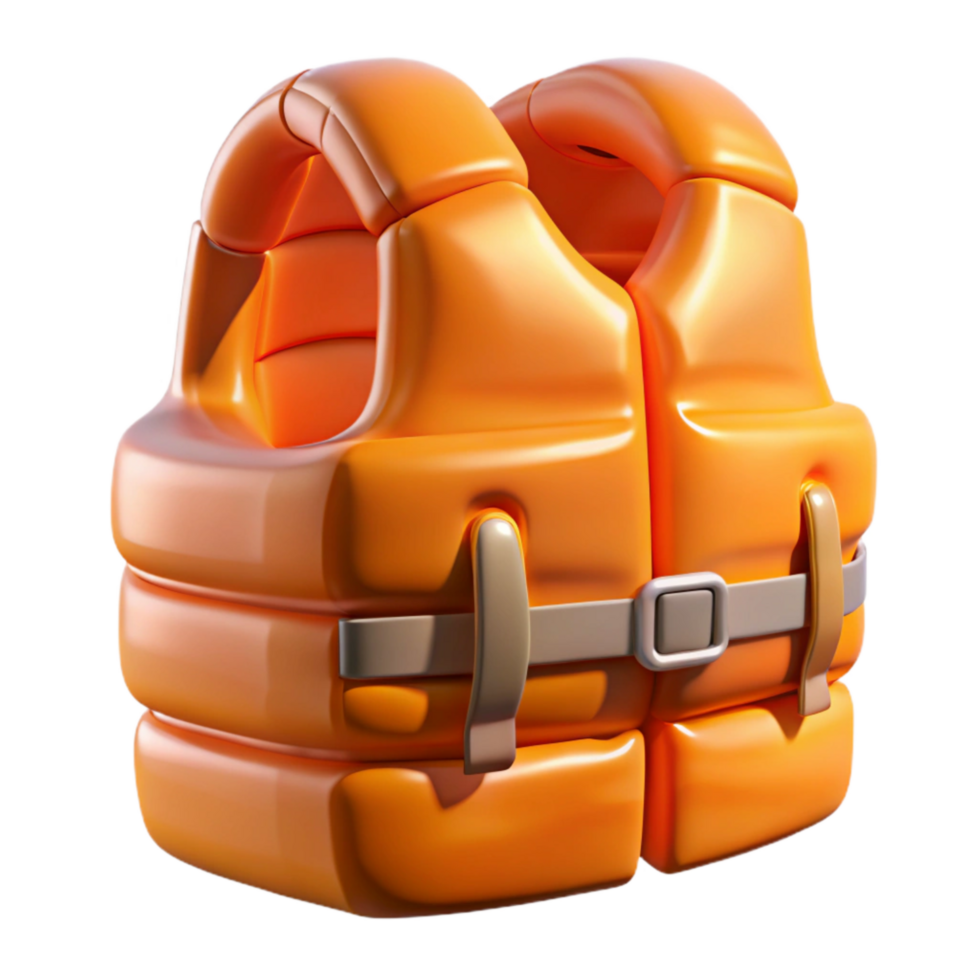serene minimalist Life Jacket Orange Inflatable Transparent Background png