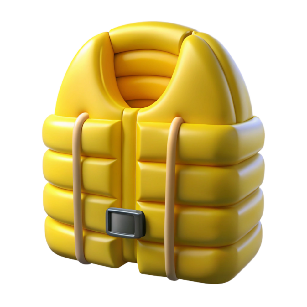 elegant traditional Life Vest Yellow Inflatable Transparent Background authentic png
