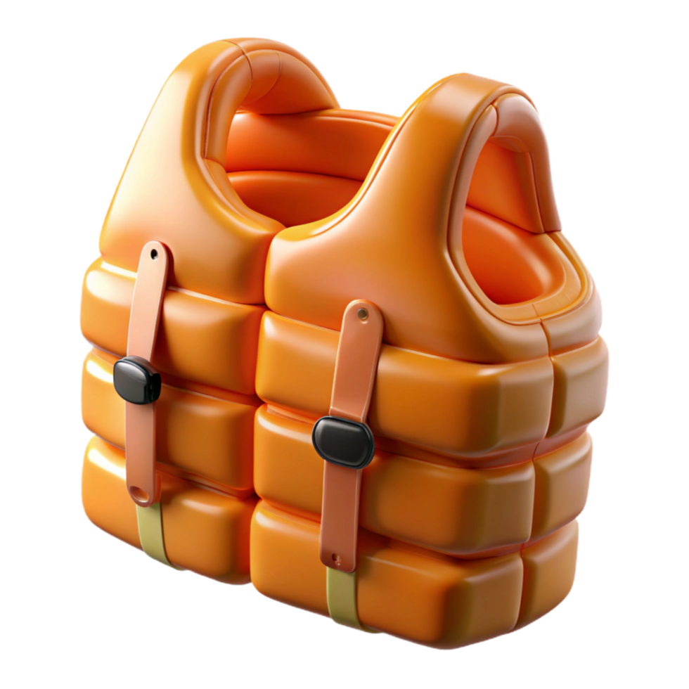 impressive artistic Life Vest Orange Inflated Transparent Background premium png