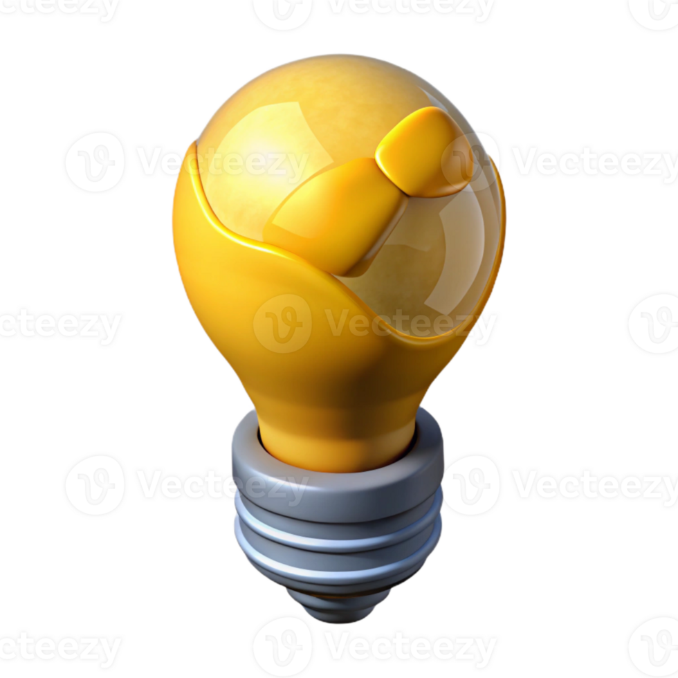 beautiful abstract Lightbulb Idea Concept Yellow Glow Cutout detailed png