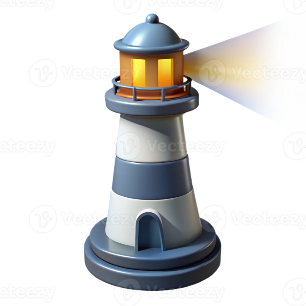 dramatic rustic Lighthouse Light Beam Rotating Night Scene Isolated Element detailed png