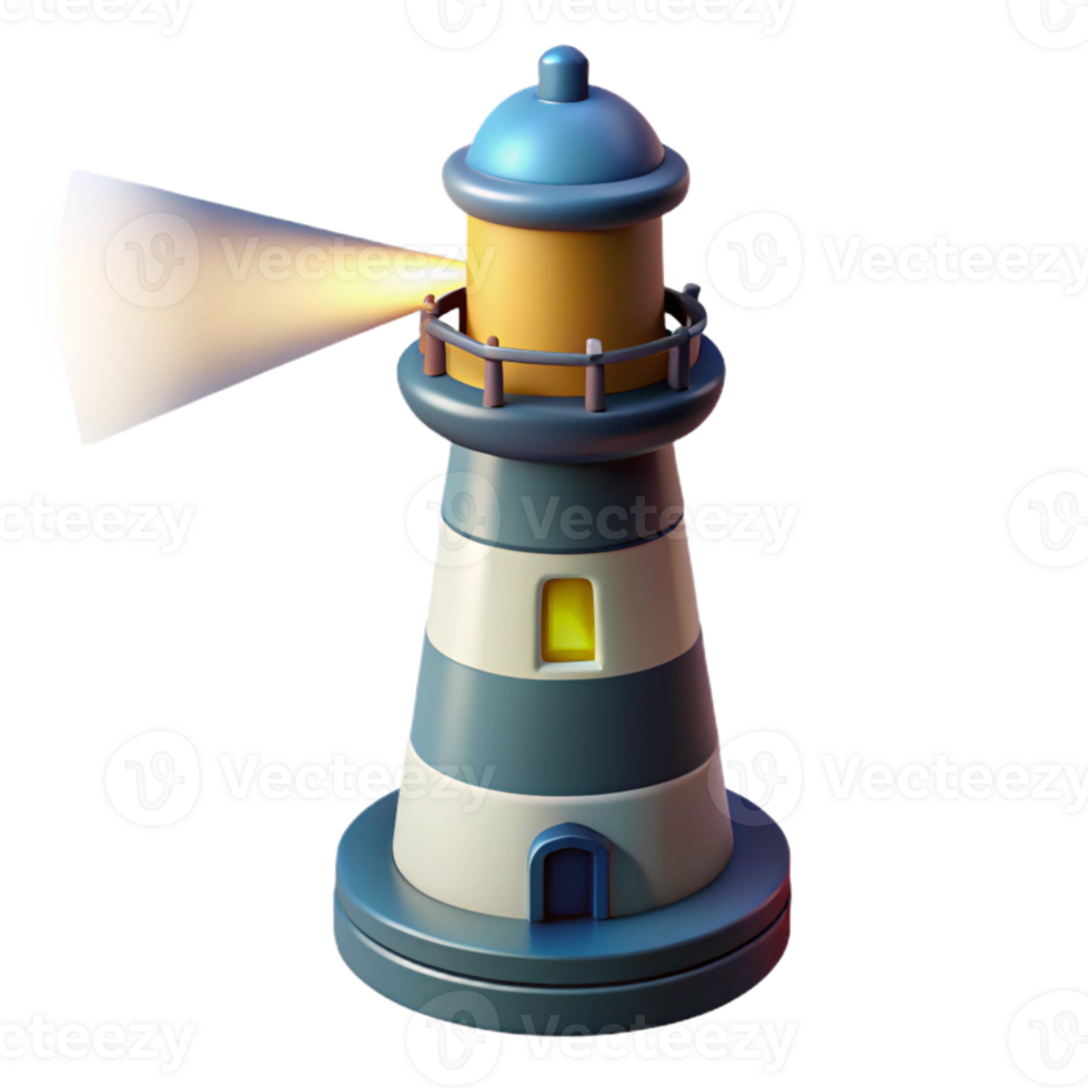 magnificent modern Lighthouse Light Beam Rotating Night Scene Isolated Element high resolution png