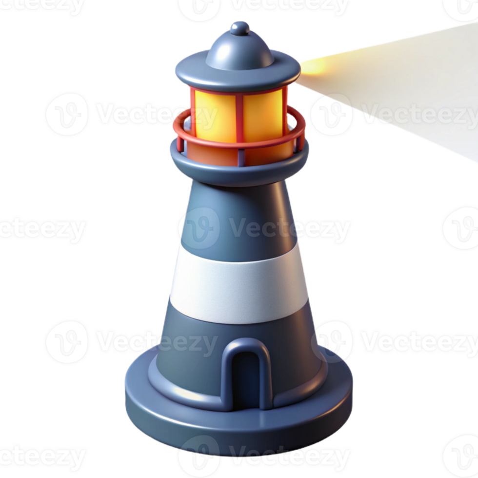stunning minimalist Lighthouse Light Beam Rotating Night Scene Isolated Element high resolution png