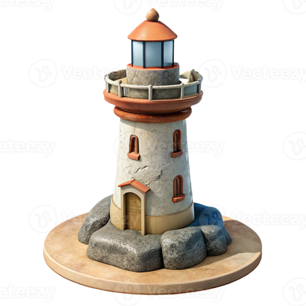 dramatic rustic Lighthouse by the Sea Isolated professional png