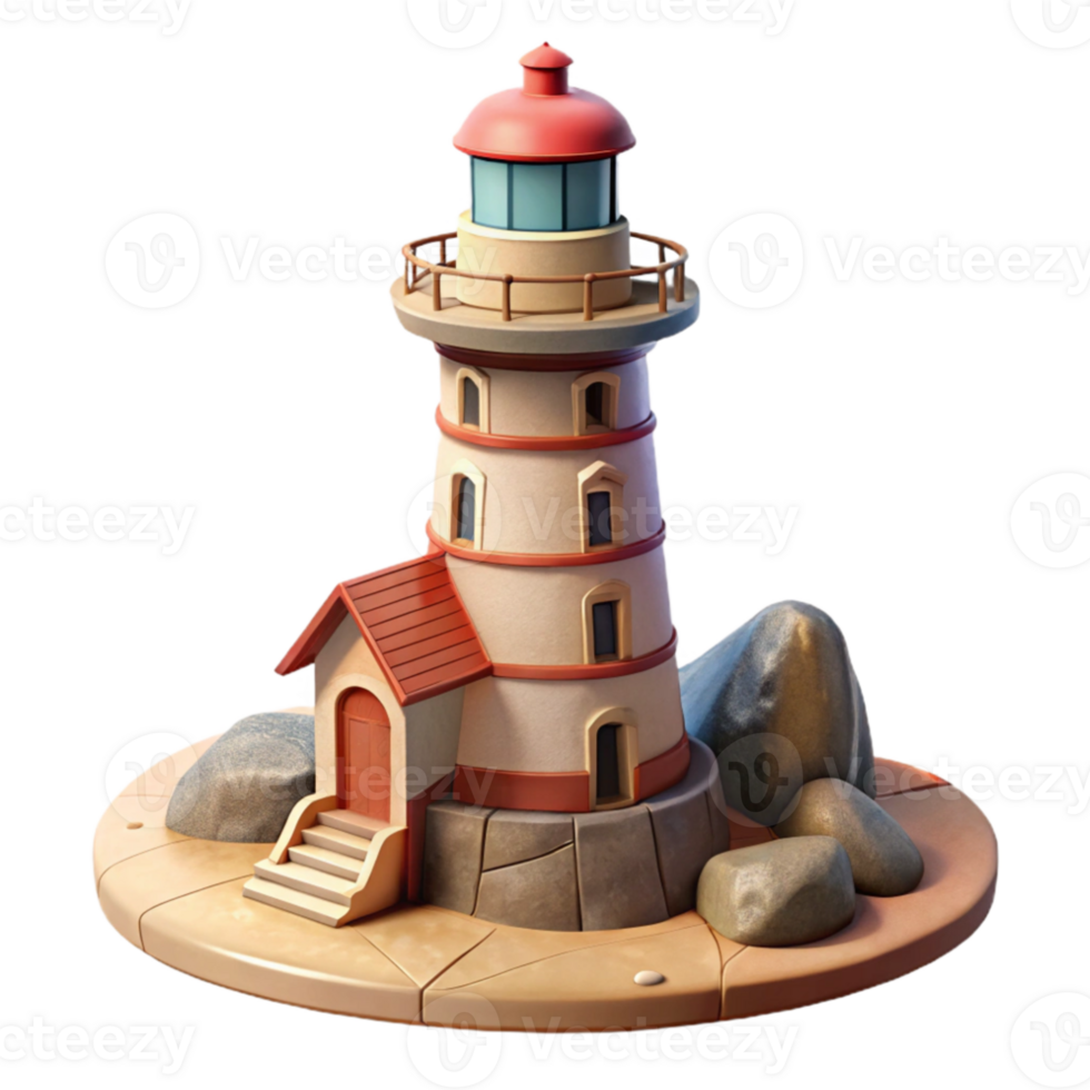 magnificent creative Lighthouse by the Sea Isolated premium png