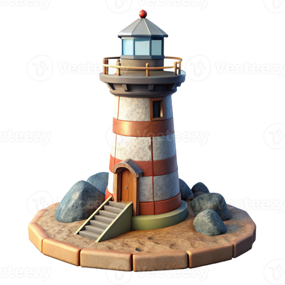 impressive classic Lighthouse by the Sea Isolated genuine png