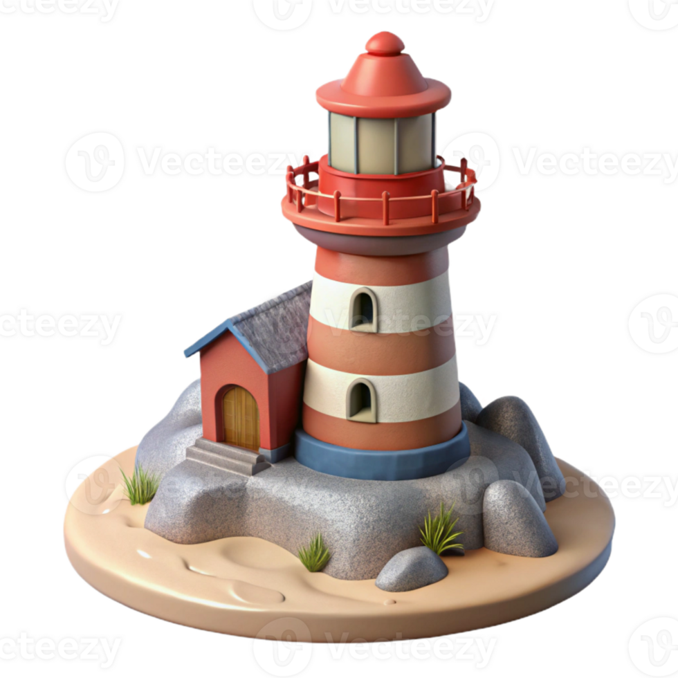 impressive modern Lighthouse by the Sea Isolated authentic png