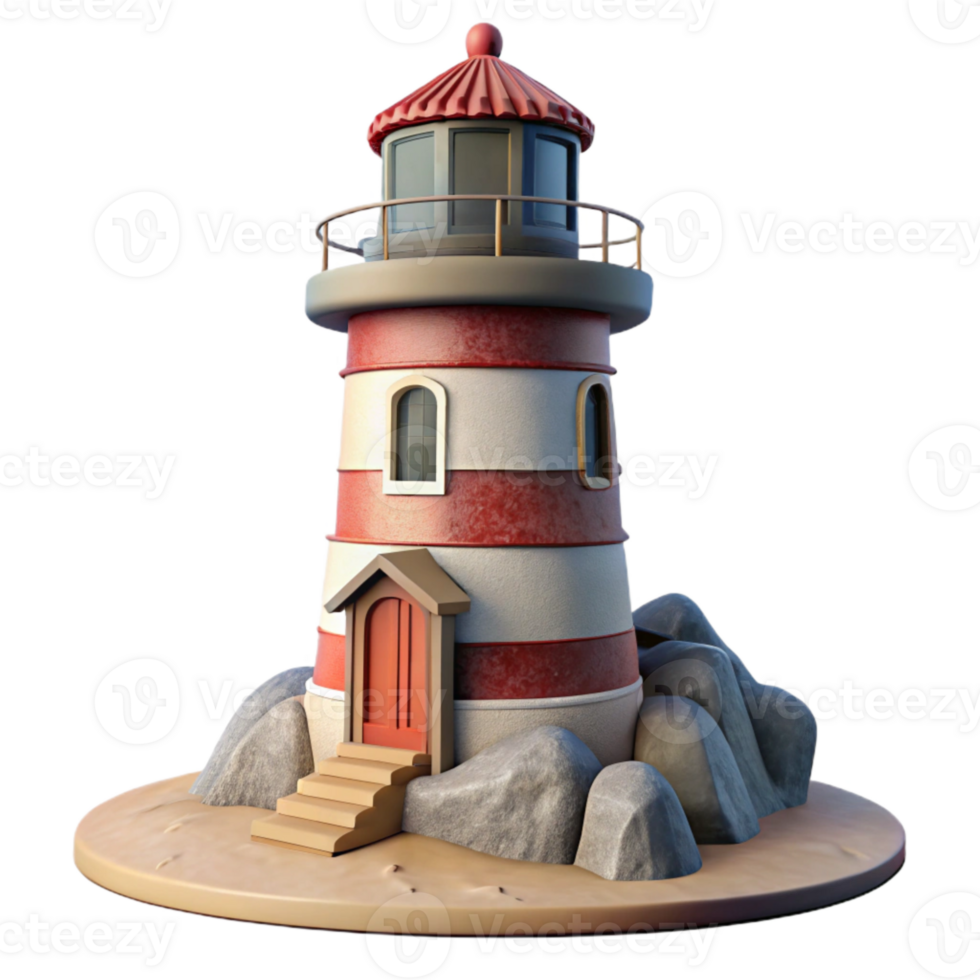 magnificent artistic Lighthouse on Coast Transparent Background professional png