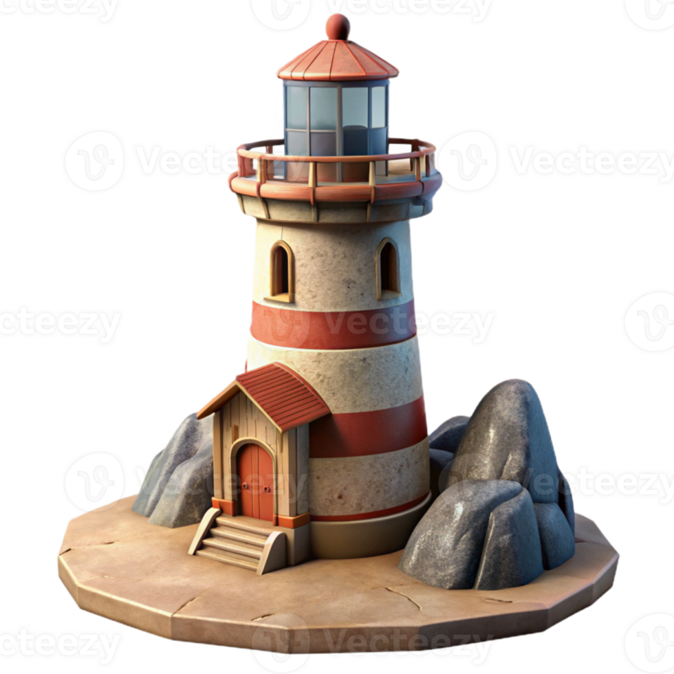 serene abstract Lighthouse by the Sea Isolated premium png