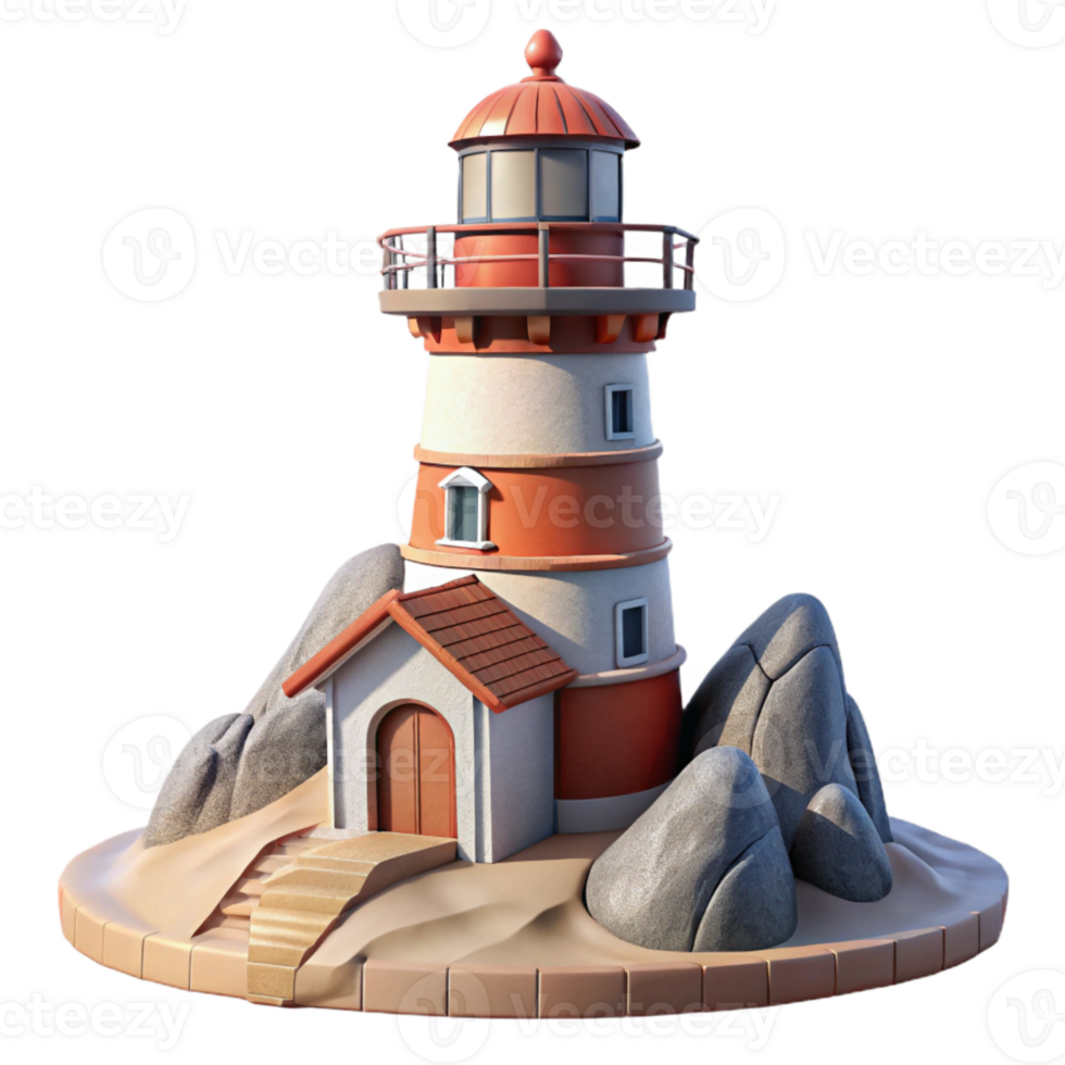magnificent contemporary Lighthouse on Coast Transparent Background high resolution png