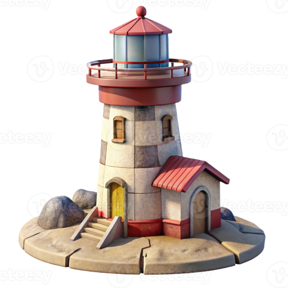 impressive artistic Lighthouse on Coast Transparent Background exclusive png