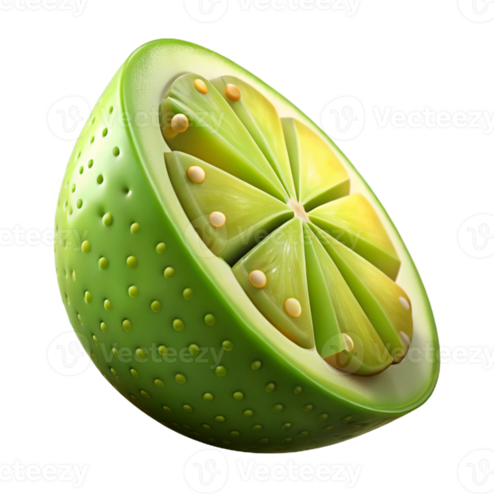 elegant rustic Lime Wedge with Pulp and Seeds Isolated on White detailed png