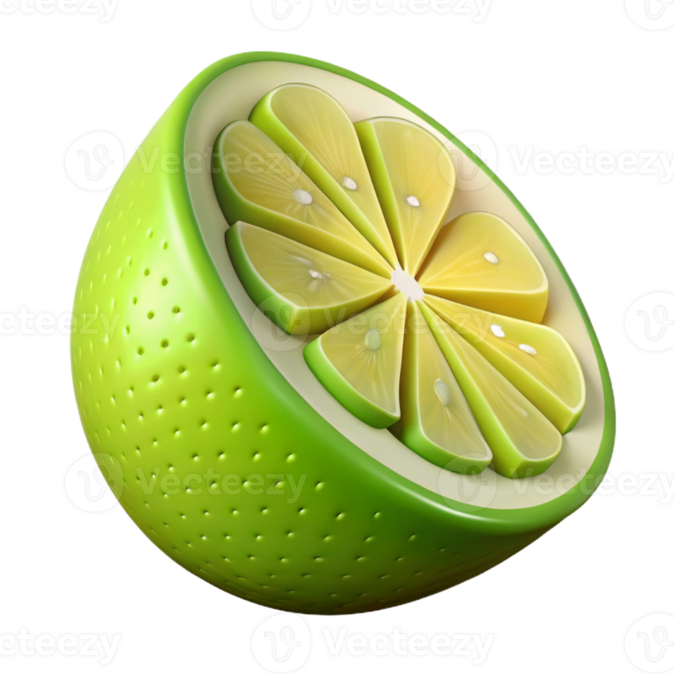 vibrant vintage Lime Wedge with Pulp and Seeds Isolated on White genuine png