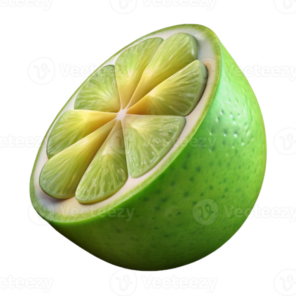 serene vintage Lime Wedge with Pulp and Seeds Isolated on White original png