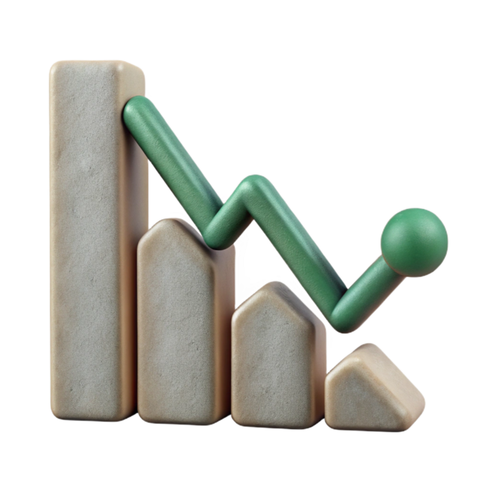 impressive creative Line Graph with Downward Trend Isolated original png