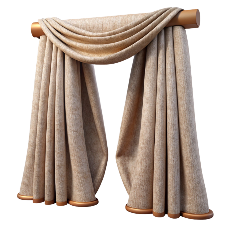 impressive rustic Linen Curtains Draped Soft Folds Cutout professional png