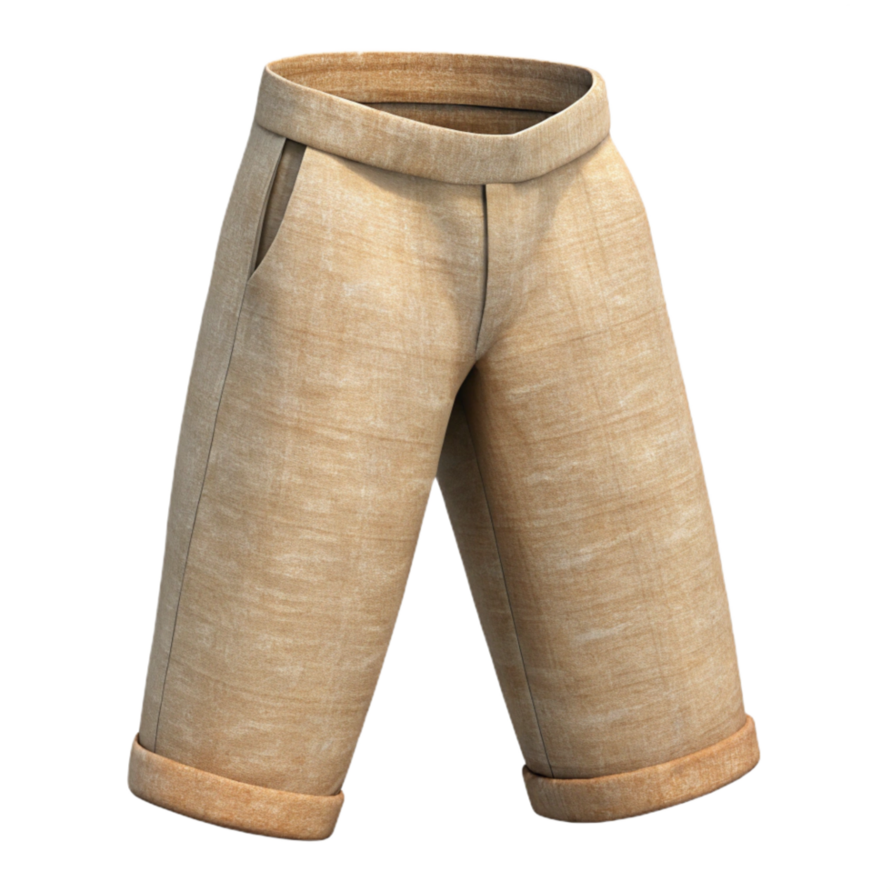 vibrant artistic Linen Pants Folded Beige Transparent Background exclusive png