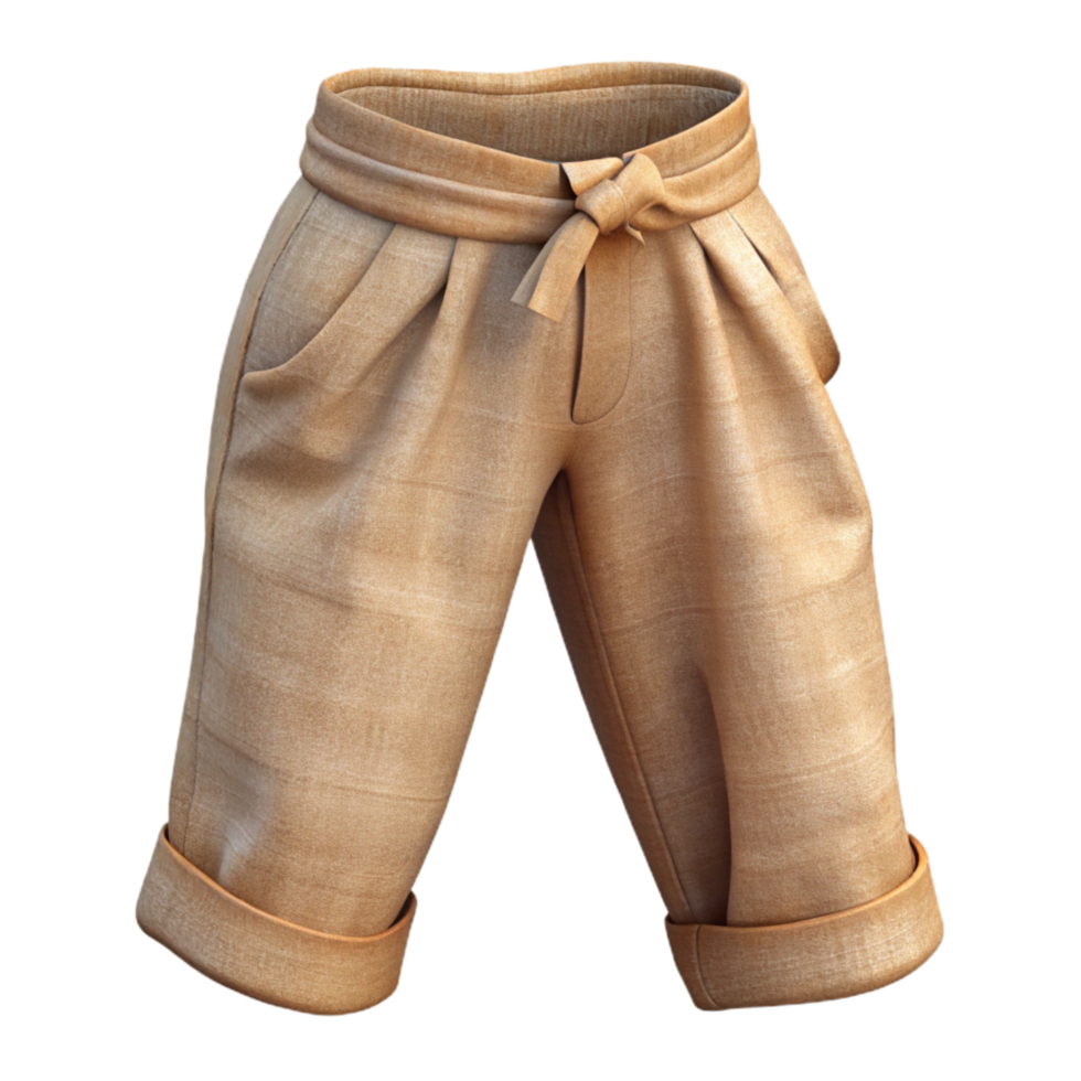 wonderful artistic Linen Pants Folded Beige Transparent Background authentic png
