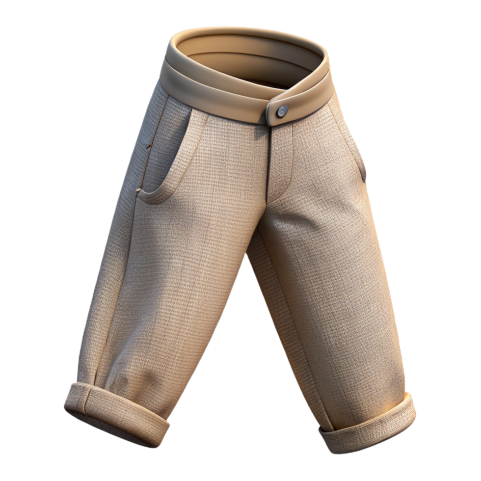 elegant abstract Linen Pants Folded Beige Transparent Background exclusive png