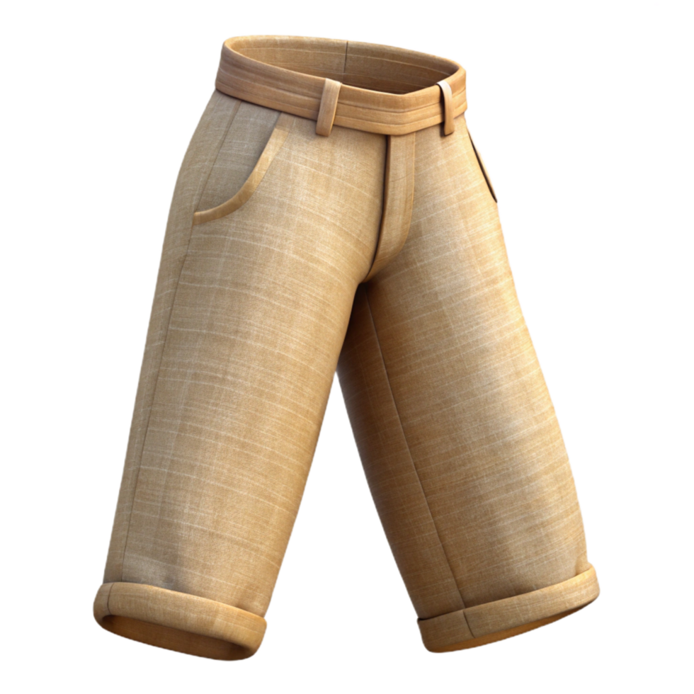 elegant vintage Linen Pants Folded Beige Transparent Background authentic png
