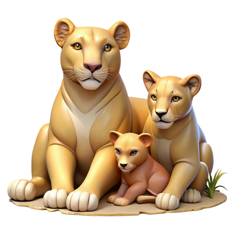 stunning abstract Lioness and Cubs Resting Shade authentic png