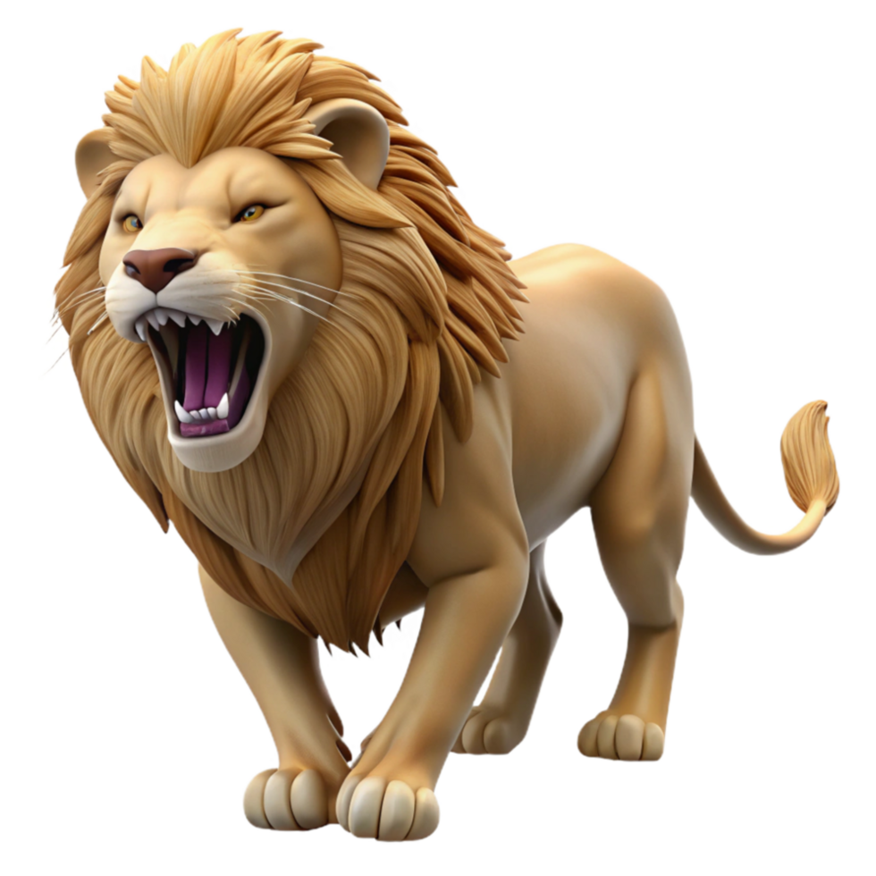 beautiful minimalist Lion Roaring Fiercely Transparent Background png