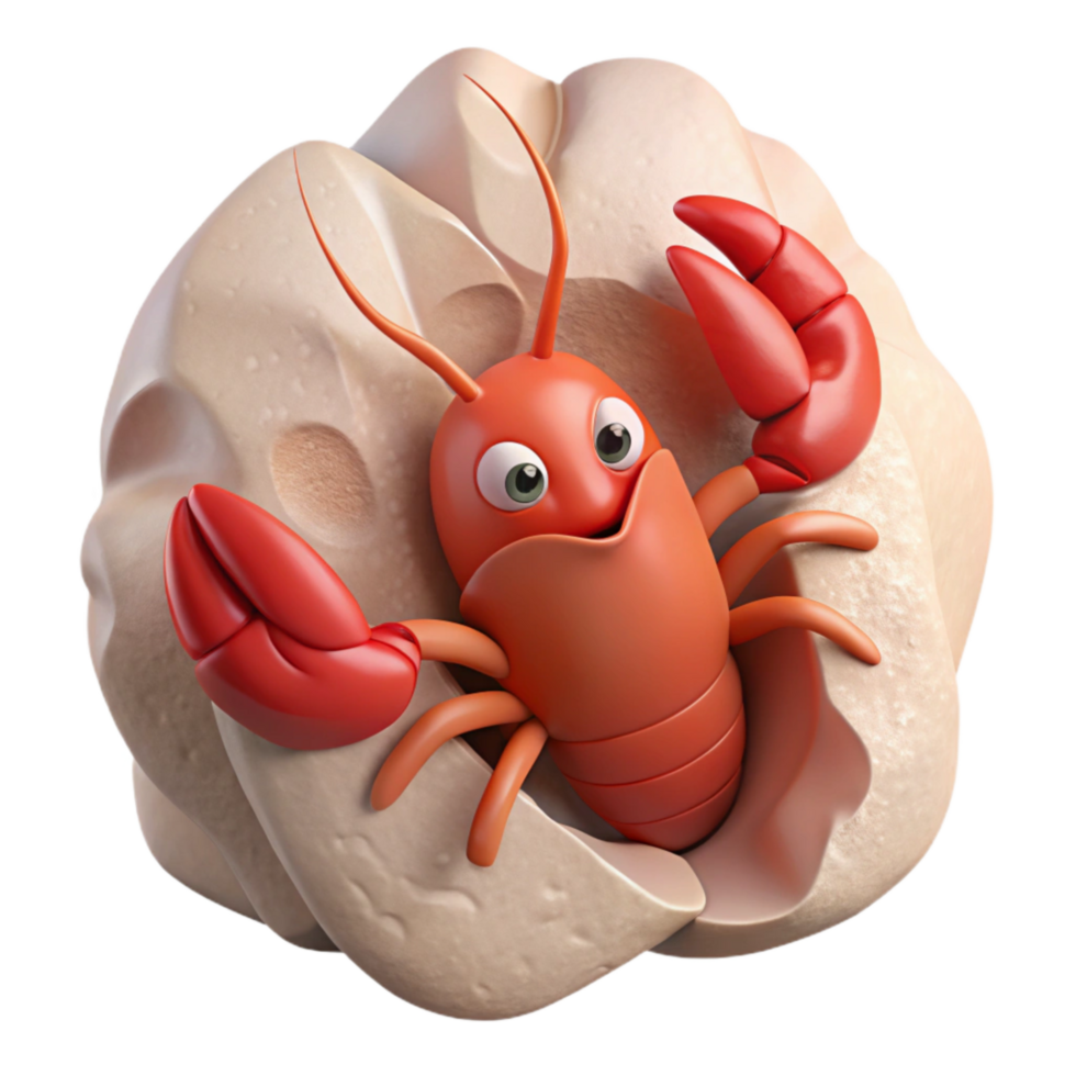 extraordinary traditional Lobster Hiding in Crevice Element premium png