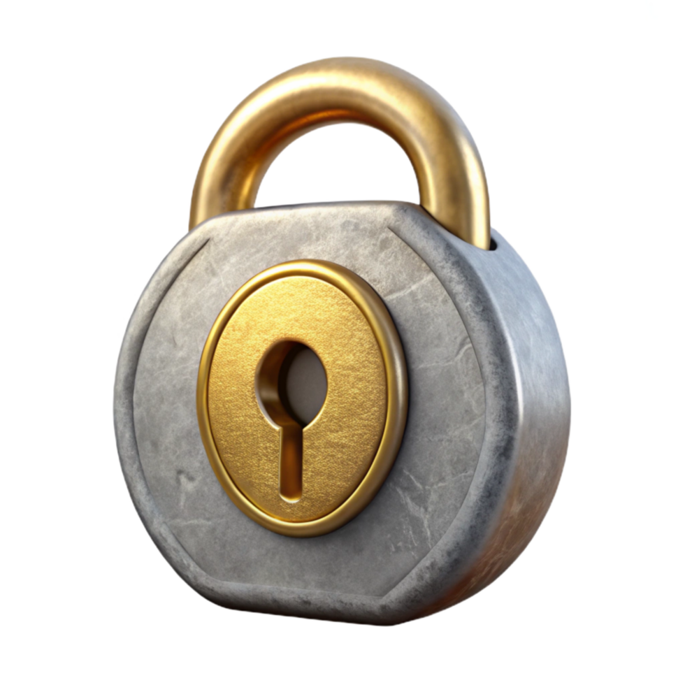 stunning modern Lock Icon with Gold Keyhole Isolated premium png
