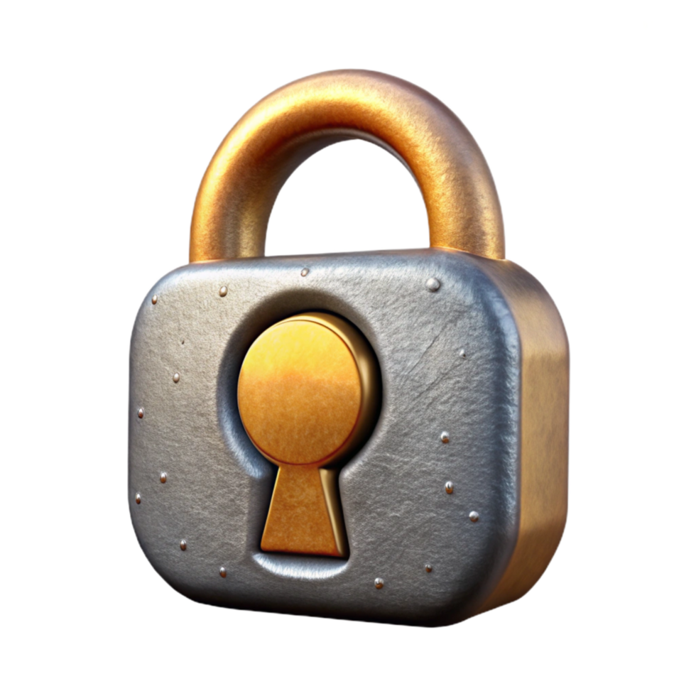 stunning artistic Lock Icon with Gold Keyhole Isolated premium png