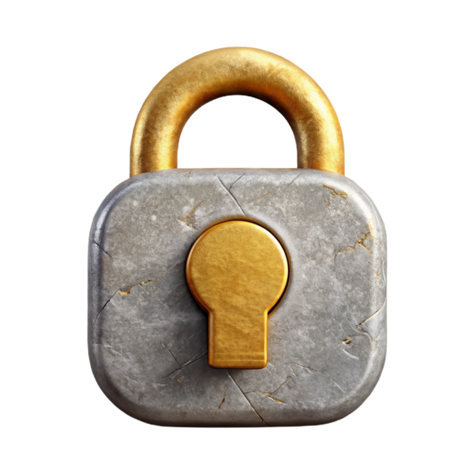 elegant classic Lock Icon with Gold Keyhole Isolated authentic png