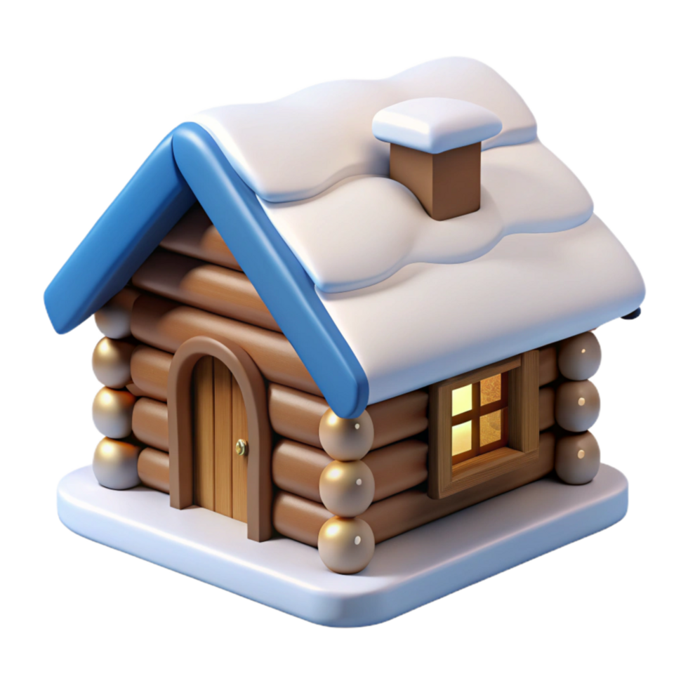 impressive creative Log Cabin Transparent with Snow on Roof detailed png