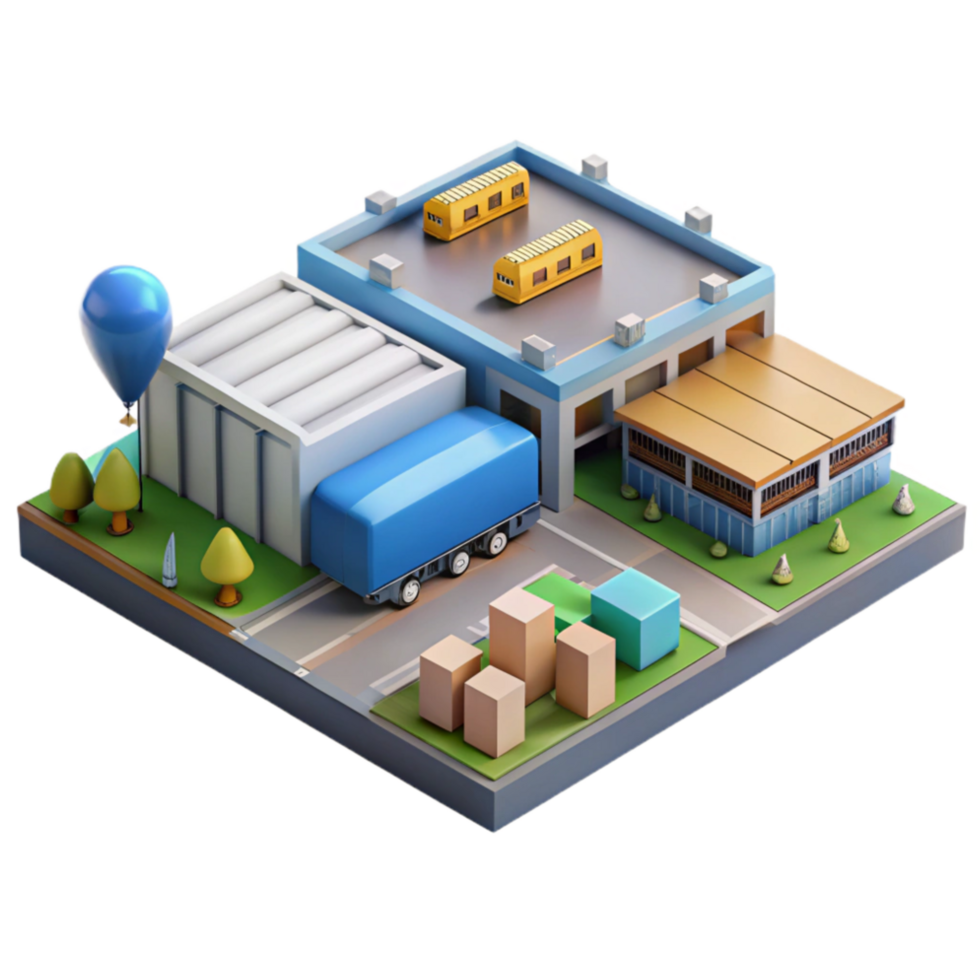 impressive vintage Logistics Hub Aerial View Isolated premium png