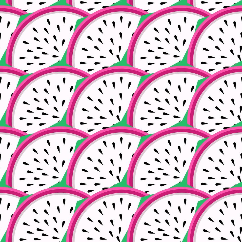 Dragonfruit slices seamless pattern vector