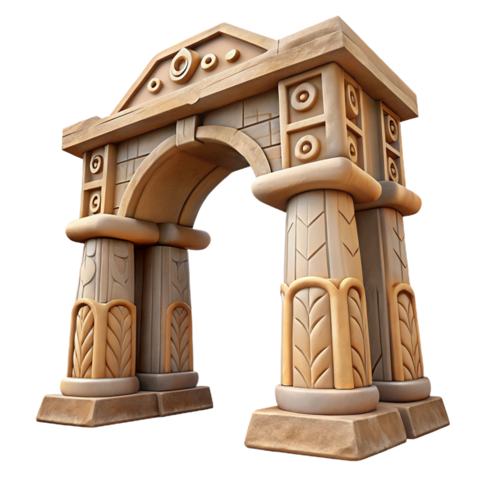 elegant abstract Lost Temple Archway Carved Symbols Cutout original png