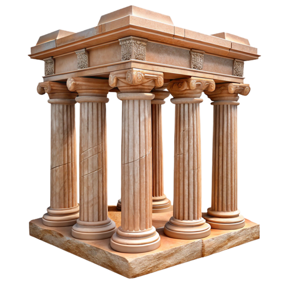 vibrant vintage Lost Temple Columns Intricate Carvings Transparent Background premium png